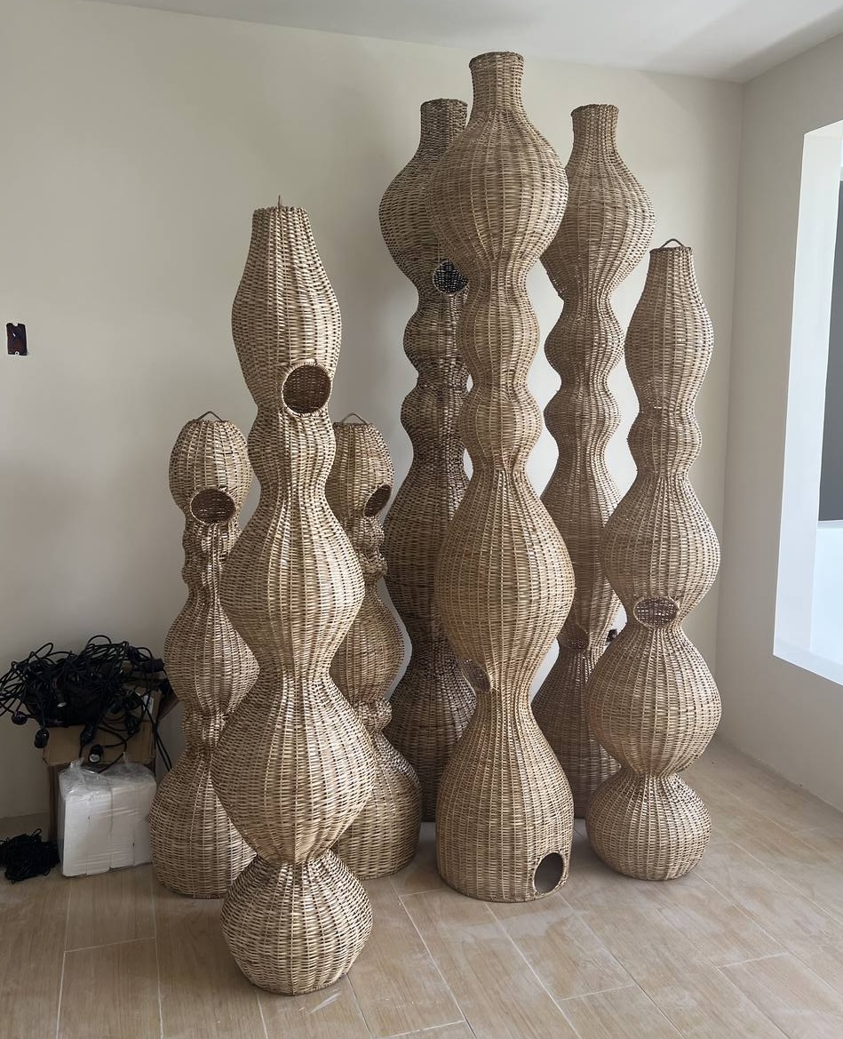 Sculptural rattan columns